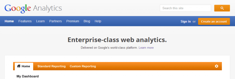 Google Analytics login screen