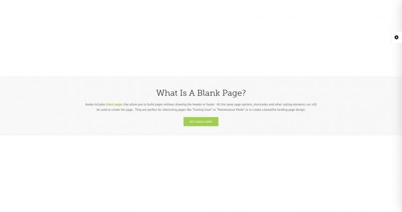 Avada blank page template