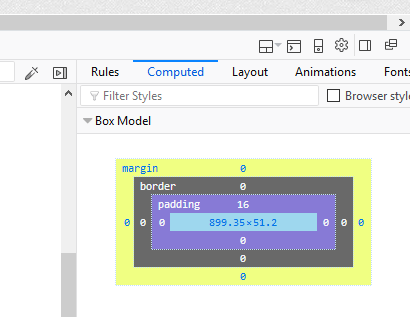 Computed website dimensions in browser