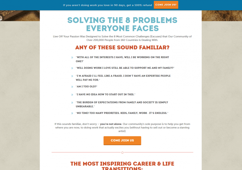 Consulting website sales page example (Live off your passion)