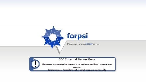 Forpsi Internal Server Error
