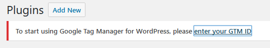 Google Tag Manager for WordPress Message