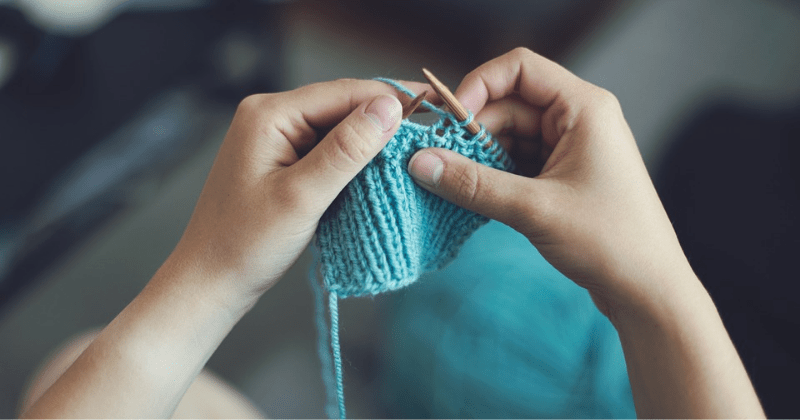 A woman hand knitting