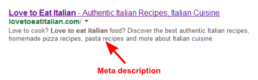 lovetoeatitalian.com SERP Meta Description