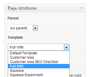 Select WordPress Custom Page Template