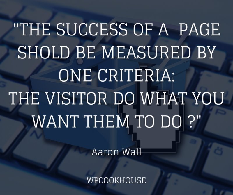 The success of a page should be measured by one criteria: does the visitor do what you want them to do? - Aaron Wall - SEO Quote