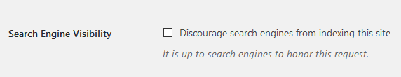 WordPress search engine visibility setting