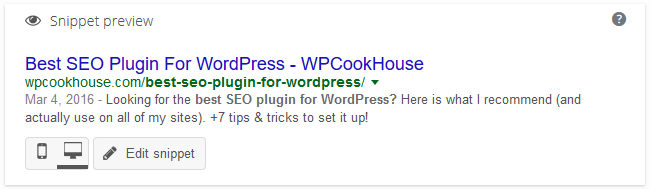 Yoas SEO plugin snippet preview